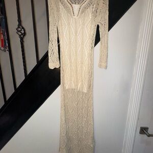 Equipment Cream Long Sleeve Knit Dress